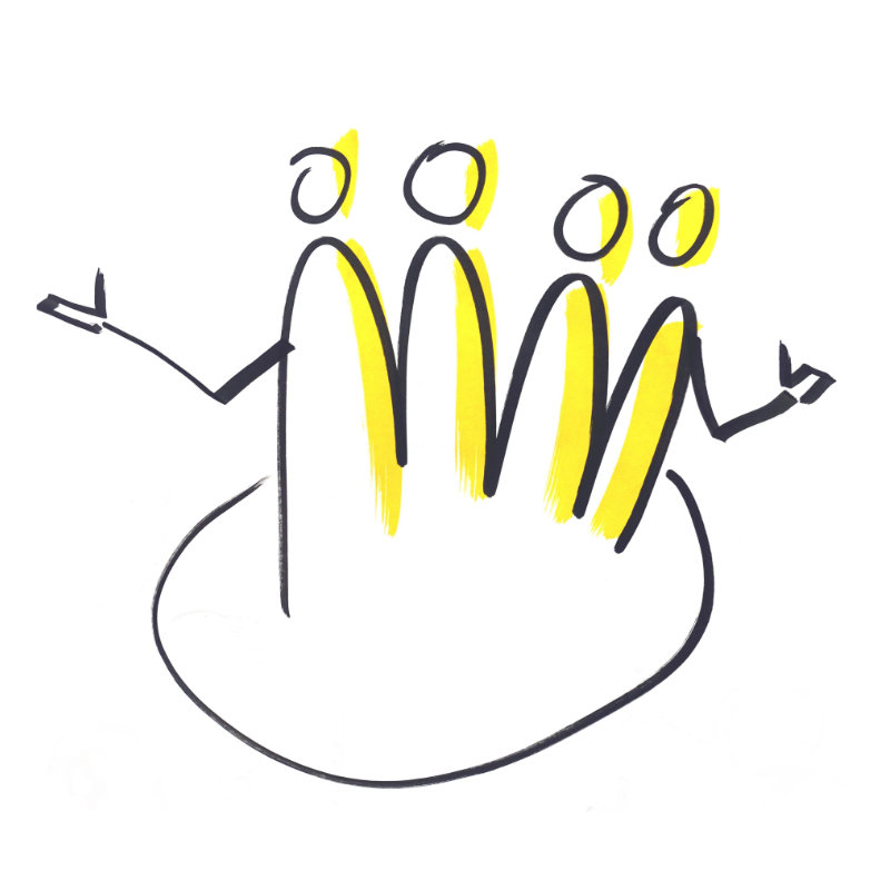 Gruppe von Menschen als Symbol für Team- und Gruppensupervision